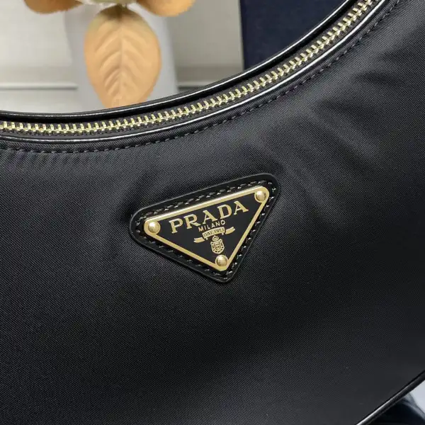 Rep Prada Arqué Re-Nylon and brushed leather shoulder bag-22.5*18.5*6CM 0126